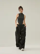 アメリカンストリートスタイルの女性用カーゴパンツ【パープル・ジャズダンス・サバイバルパンツ】（セットアップ対応）