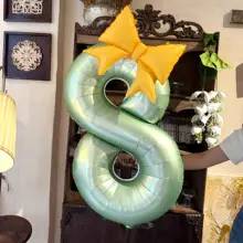 夏用グリーンバタフライロゼッタ大数字風船【アルミ製・誕生日・パーティー装飾】