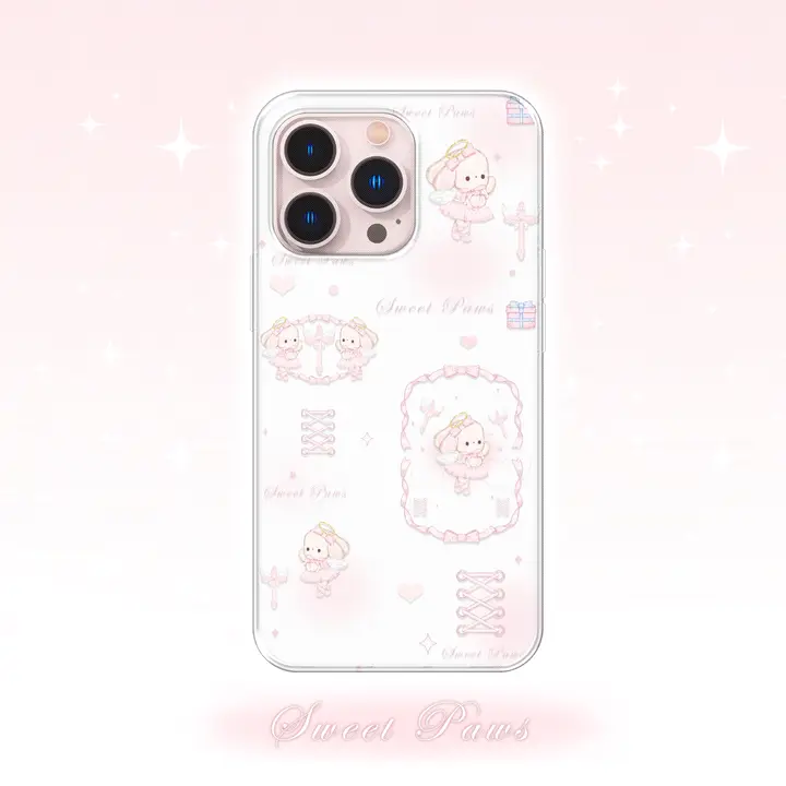 バレリーナうさぎデザインのかわいいピンクのiPhoneケース【二重構造・iPhone 15/14/13対応】