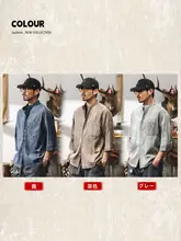 夏用の薄手コットンリネン七分袖シャツ【国風デザイン・ひらひらした立て襟・ゆったりフィット】