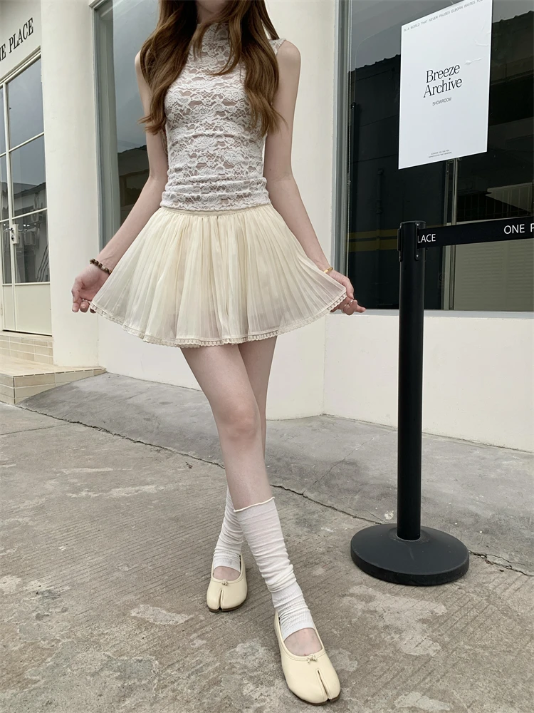 バレエ風レースフリンジスカート：低身長40代女性に最適なA型シフォンスタイルのコーデポイント