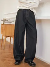 アメリカンスタイル ヴィンテージ風 ブラックデニムパンツ【春用・ストレート・ルーズフィット・カジュアル】