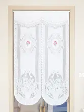 和風生地のレース刺繍ハーフカーテン【リビング・寝室・キッチン用】