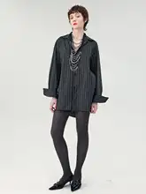 A KIND EGO 縦縞ルーズシャツ【秋冬用・女性用・高級感あるデザイン】