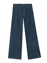 高腰ストレートデニムパンツ【レディース・ルーズフィット・梨型体型対応・秋用】