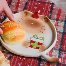 可愛いシャム猫デザインのプレート【新年用・高級感ある陶器】