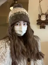 フェアアイルデザインのニット耳あて帽子【暖かい・冬用・女性用】