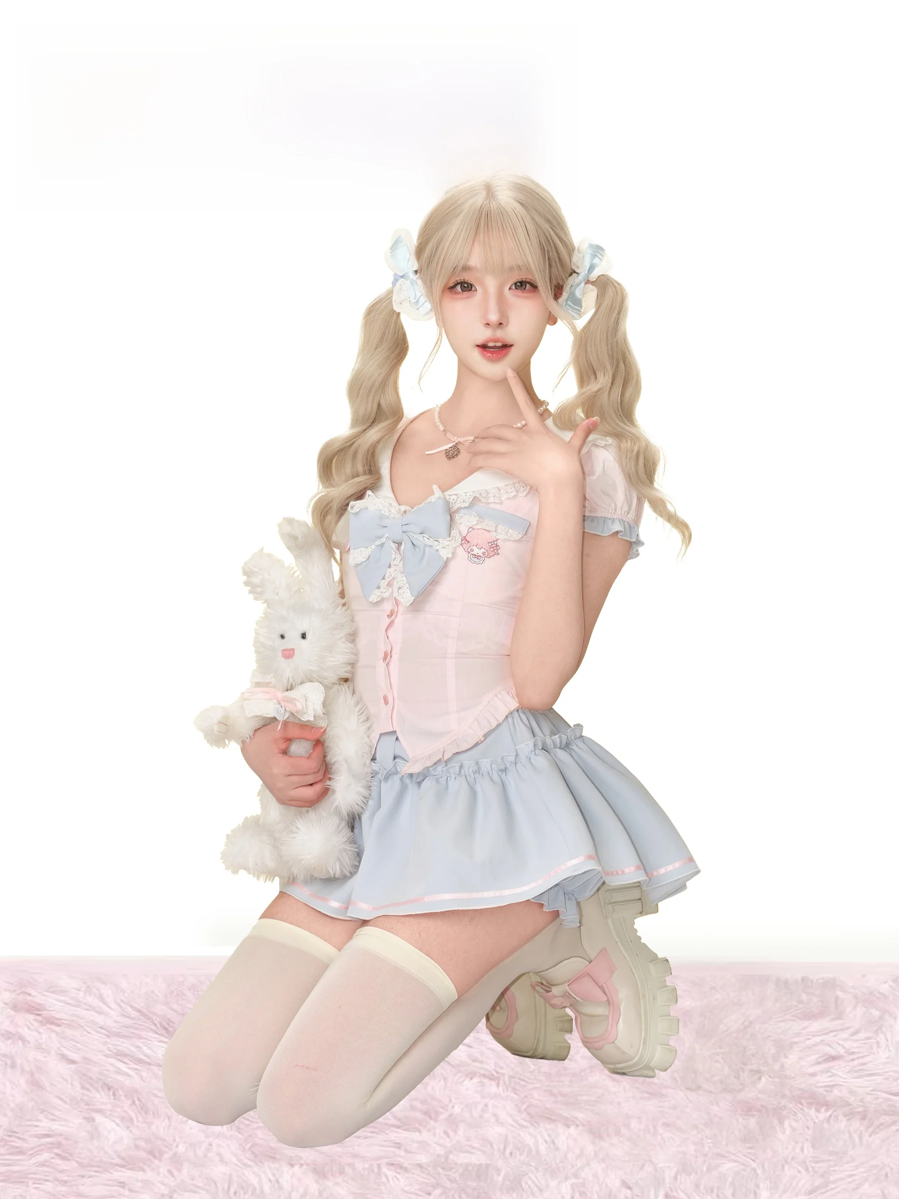 少女風セーラー襟半袖トップスとブルースカートセット：かわいい制服のデザインと実用性を解説