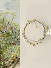 QIANTAO オリジナル アートオイルペイントパールネックレス 重ね付け用 レディースブレスレット チョーカー プレゼント
