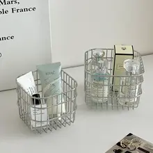洗面所や玄関に最適！スタイリッシュなステンレス製収納バスケット【多用途・香水収納にも】