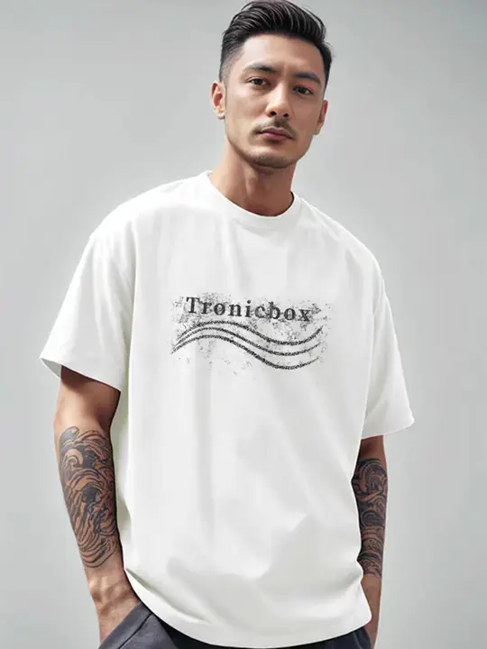 スタイリッシュな男性用ショートスリーブTシャツ【白・コットン・極上の柔らかさ・ルーズフィット】
