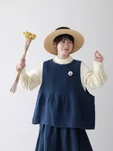 リバーシブルデザインのリネンベスト【レトロ風・秋用・ファッションアイテム】（セットアップ対応）