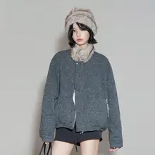 毛皮付き立て襟ジャケット【秋冬用・ゆったりデザイン・女性用】