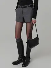 ウールブレンド Aラインショートパンツ【高腰・秋冬用・ゆったりシルエット】