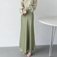 高級マットサテン製ハイウエストタイトスカート【エレガントデザイン・ミディ丈・極上の柔らかさ】（セットアップ対応）