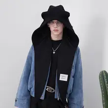 くま耳フード付きウールスカーフ【暖かい・輸入ウール・立体裁断・男女兼用】