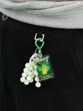 ジュエリー風のカラフルなお守りキーホルダー【健康・幸運・カートゥーンデザイン】