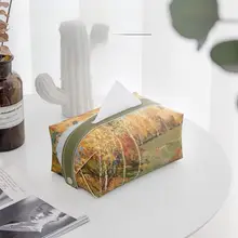 抽象デザインのレザー製ティッシュボックス【リビング・オフィス用・クリエイティブ】