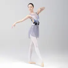 バレエダンス用の新作レディースレオタード【印刷デザイン・メッシュ切り替え】