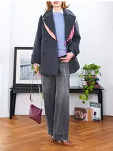 高腰ワイドバナナ型デニムパンツ【フィット・細見え・ゆったりシルエット】