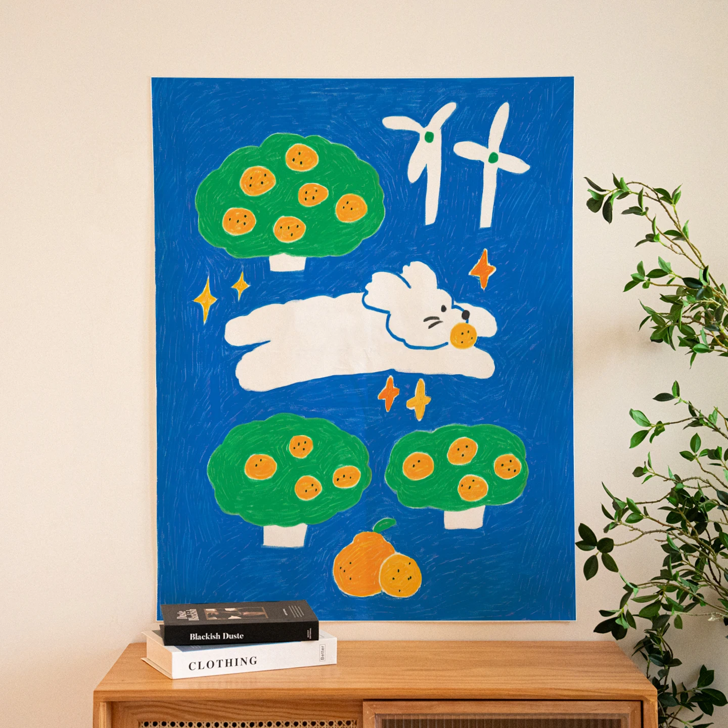 10月に壁に貼るかわいいアイテムは、夢幻白うさぎの背景布がベスト？