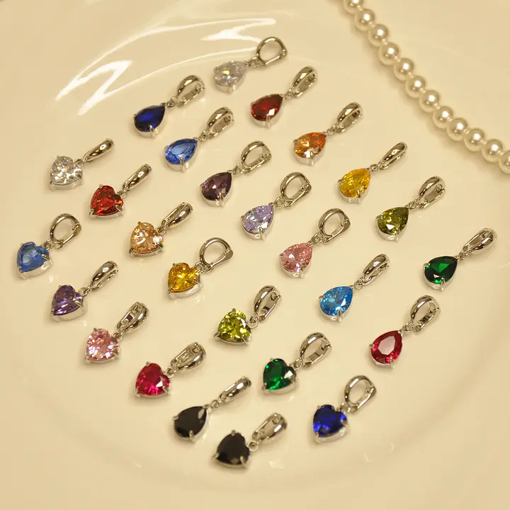 白金色のジルコンデザインペンダント【細かいメッシュとDIYネックレスパーツ】