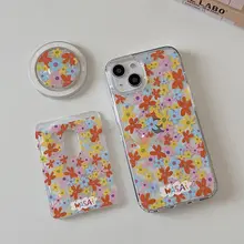 スマホケース MagSafe対応 カード収納 スタンド付き クリア アクリル 春 フラワーイラスト おしゃれ iPhone 対応 「WASAI」