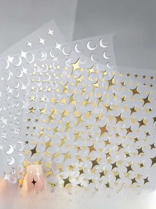 防水フレンチスタイル ネイルシール【星型デザイン・シンプルアクセント・ネイルアート用】