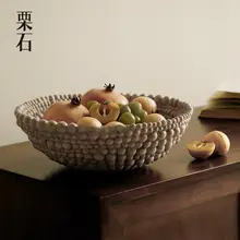 フルーツトレイ 侘寂風 ヴィンテージ風 インテリア リビング・ダイニング用 お菓子入れ付きオブジェ