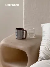 マグカップ コーヒーカップ セラミック モザイク ヴィンテージ ブラウン 白黒チェック 朝食 カフェタイム 「URFF DECO」