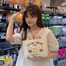 可愛いクマの帆布トートバッグ【カジュアル・お弁当用】