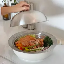 304食品対応のステンレススチール蒸し器【ハンドル付き・多機能・厚手・蓋付き】
