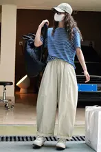 ミリタリーグリーン デザイン抽绳付きアーチ型ワイドレッグカジュアルパンツ【夏用・薄手・高腰・防日焼け】（セットアップ対応）