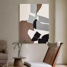 手描きの油絵 侘寂風 リビング装飾アート【モダンミニマリスト・抽象テクスチャ―】