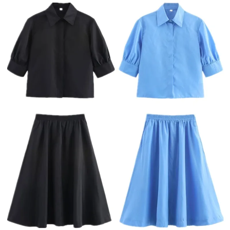 レディース春服コーデの基本：シンプルシャツとフレアスカートセットの実用性と選定ガイド
