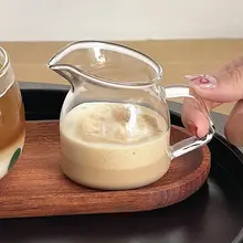 耐熱高硼珪酸ガラス製 エスプレッソ用ミニピッチャー【斜口・持ち手付き】