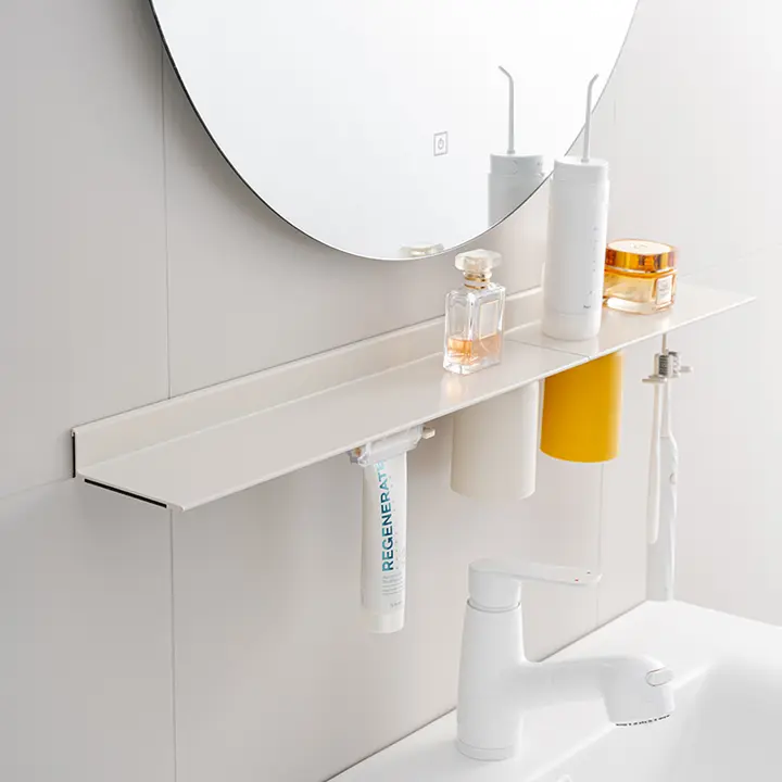 洗面所用 磁石付き収納ラック【壁掛け・穴あけ不要・洗面台用】