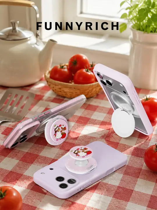 FUNNY RICH トマトガール マグネット吸引スマホスタンド【折りたたみ・防滑シリコン・取り外し可能】