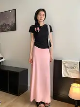 軽やかで快適！深灰色のフィッシュテールスカート【夏用・中長丈・女性用】（セットアップ対応）