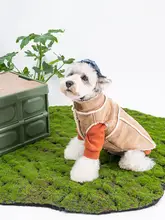 Blueport 厚手な合成スウェード製レトロペットコート【秋冬用・羊毛フリース・保温・小型犬猫用】