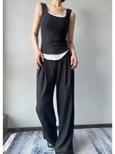 春季にぴったり！高腰デザインのスリムワイドパンツ【ドラッグドレス・レトロ風・プリーツ仕様】（セットアップ対応）
