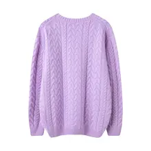 厚手ラウンドネックカシミヤセーター【女性用・ゆったりしたデザイン・冬用】（セットアップ対応）