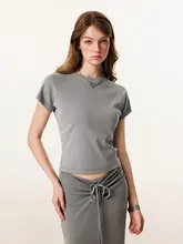 美式レトロフィットショートTシャツ【レディース・  シンプル・半袖】