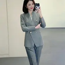 CHICPC 豌豆緑ビジネススーツセット【春秋用・ダブルブレスト・女性用】