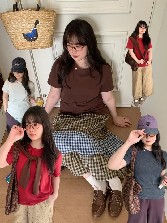 微細なストレッチ素材のプルオーバーTシャツ【女性用・体型カバー・トレンドデザイン】