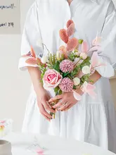 ユーカリローズのアートフラワーブーケ【インテリア装飾用・造花】