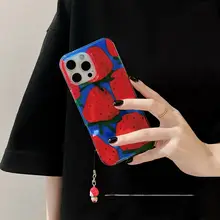 YUMIN SKY 夏の赤いイチゴデザインのiPhone用ケース【iPhone対応・衝撃吸収・ファッションアクセサリー付き】