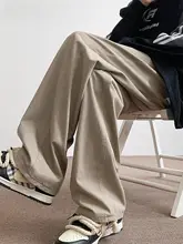 クリーム色のヴィンテージ風カーゴパンツ【男士用・春秋向け・ストレートフィット】