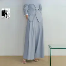 ウール混合の広がりシルエットスラックス【春用・女性用】（セットアップ対応）