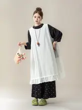 白いレース付きタンクトップワンピース【春用・  ブラックシャツ・ドット柄ワイドパンツ・重ね着スタイル】（セットアップ対応）